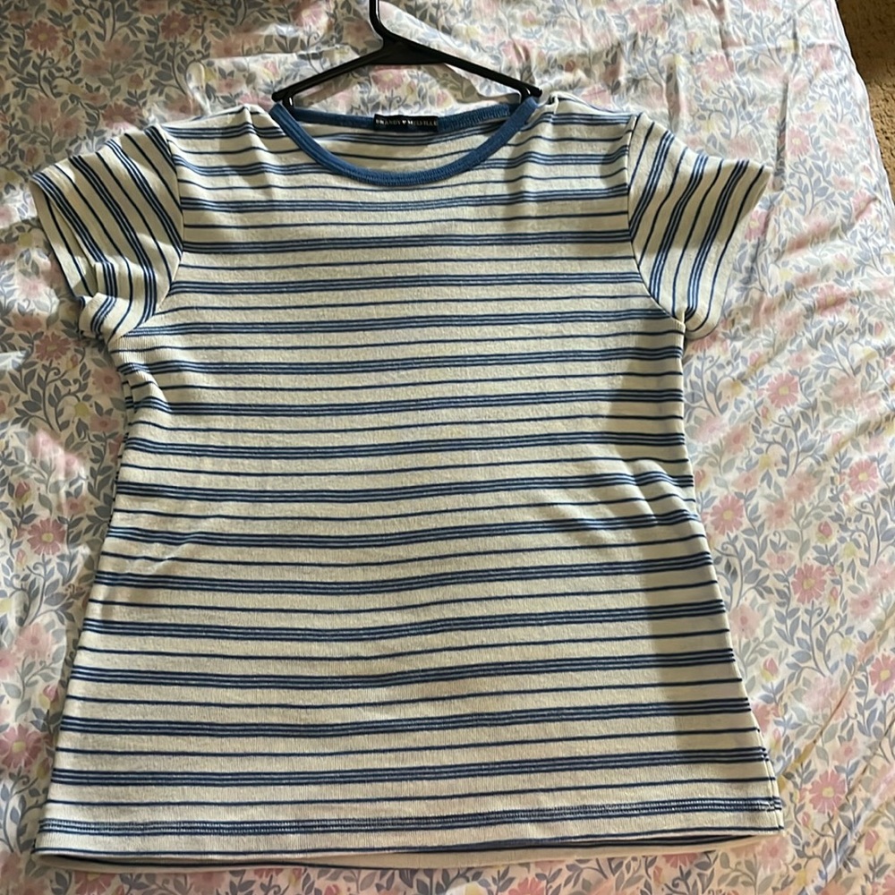 Blue and white stripped brandy top never worn